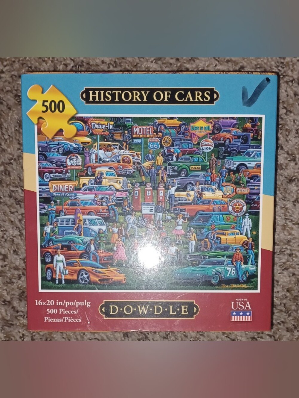 Dowdle History of Cars 500-Piece Puzzle - Multicolor